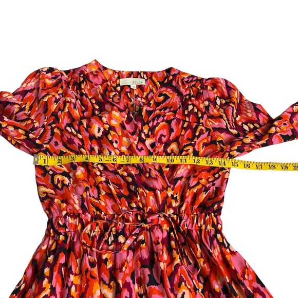 Pinch Dress Womens Extra Small Colorful Abstract Wrap Midi Long Tiered Sleeve - Picture 15 of 16